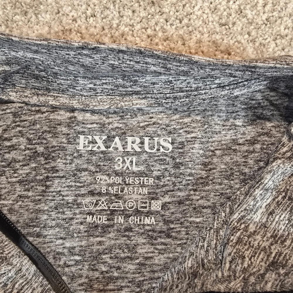 Exarus Mens 3XL Gray Space Dye Quarter Zip Pullover Performance Shirt Pocket - Picture 3 of 7